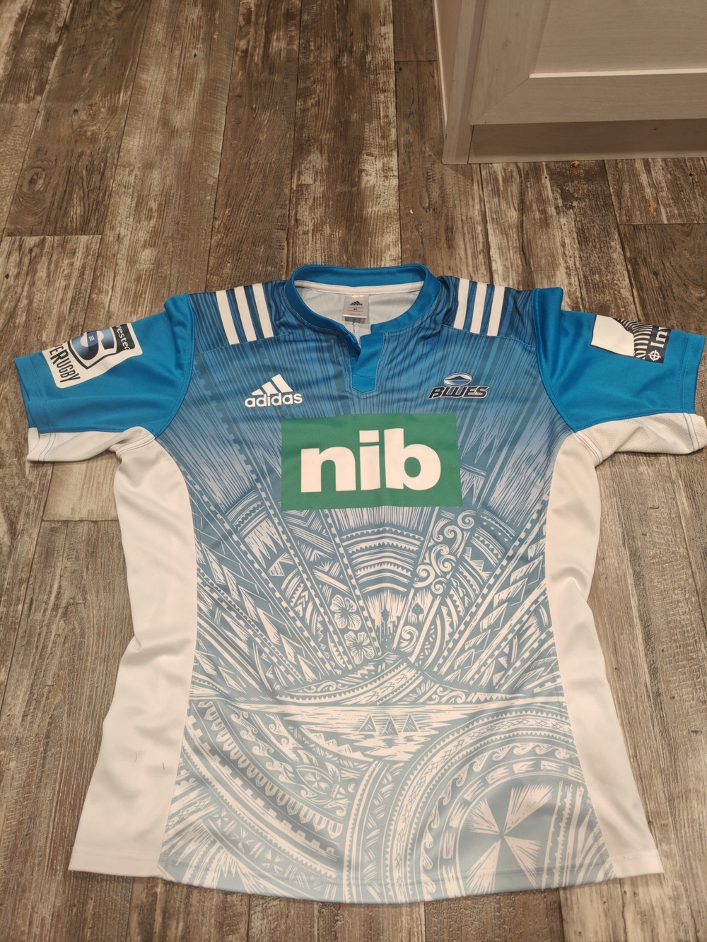 Adidas Blues Rugby Jersey in Teal & White - nib Sponsor